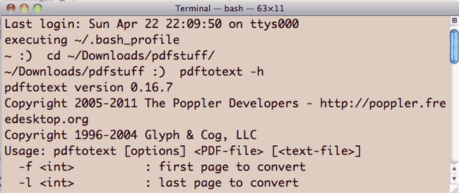 Terminal output